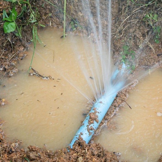 burst pipe outside