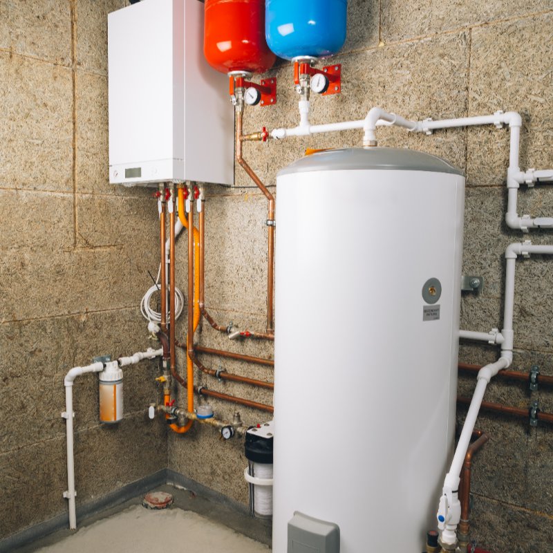 water heating in a storage room
