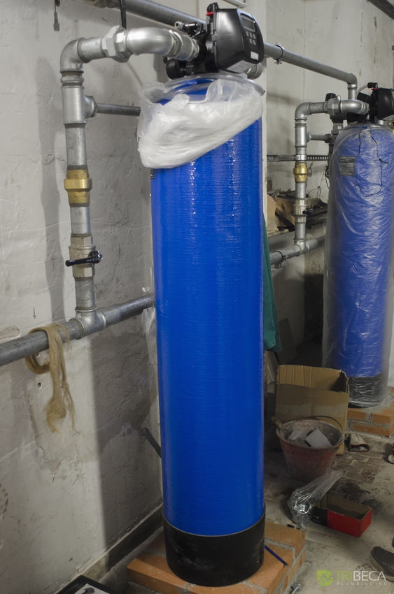 View of water softeners in industrial plant